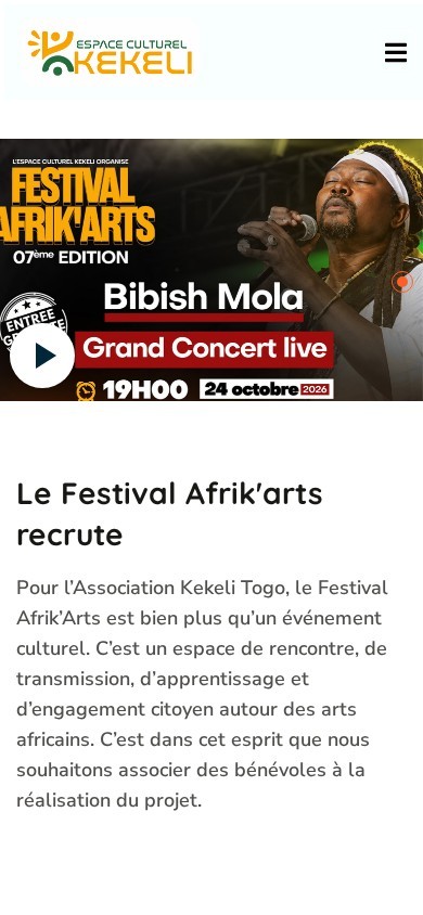 Site Espace Kekeli réalisé par NENE PRO, vue mobile