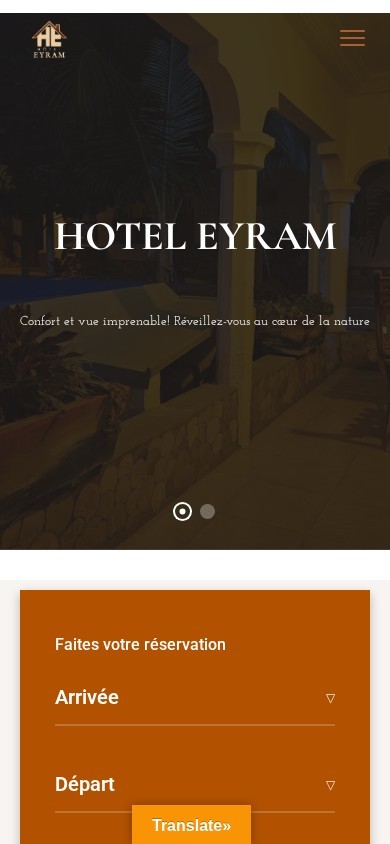 Site Hôtel Eyram réalisé par NENE PRO, vue mobile