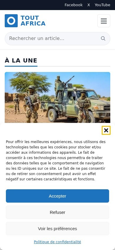 Site Tout Africa réalisé par NENE PRO, vue mobile